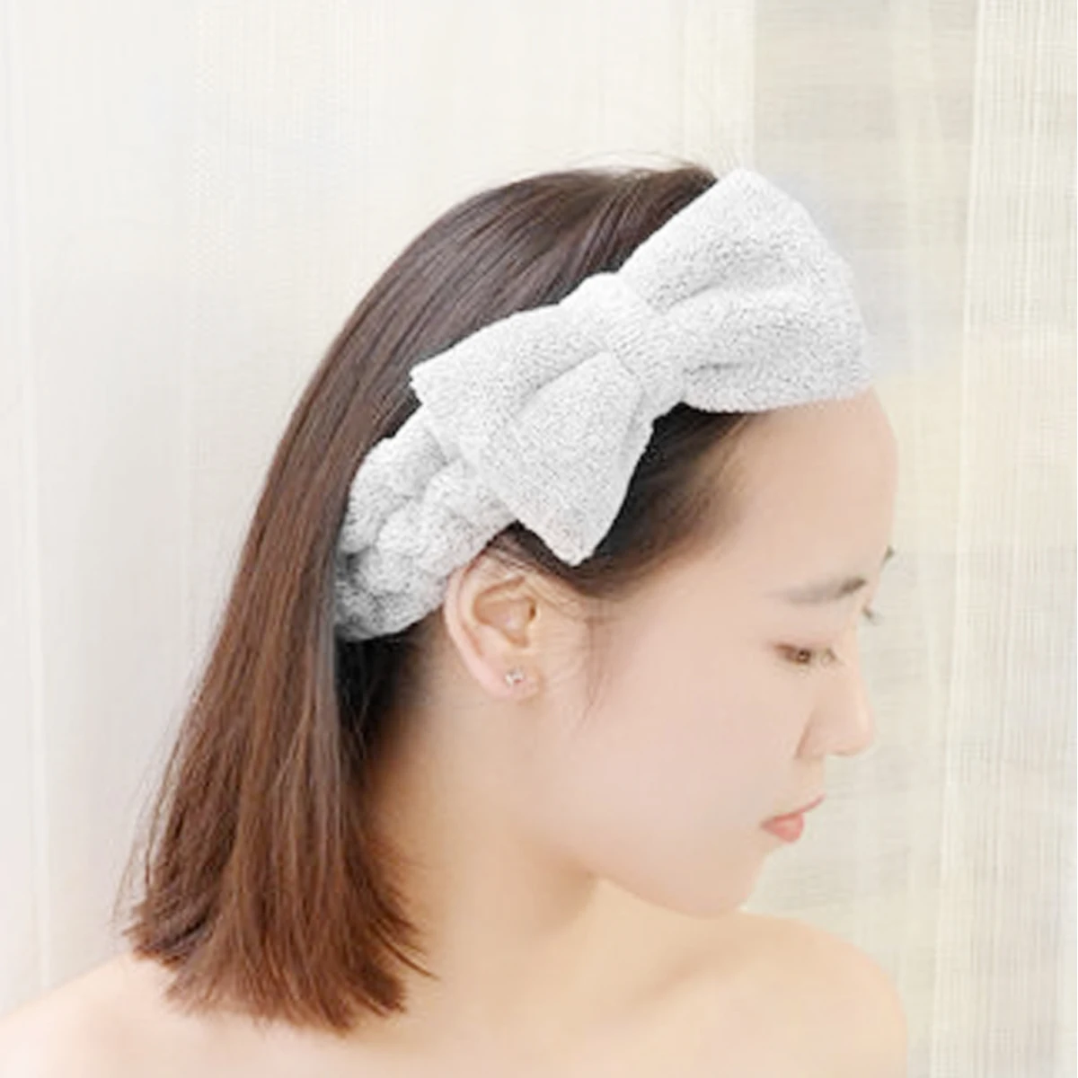 

2pcs Coral Hair Band Bowknot Headband Elastic Sweat Bands Women Kids Pink White Hair Out Face Shower Makeup Removal Head Wrap