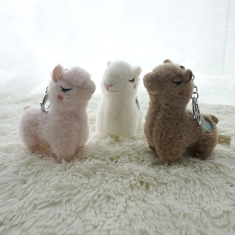 Soft Cotton Standing Alpaca Toys Stuffed Plush Doll Key Chain Rainbow Horse Camel Animals Keychains Women Bags Charms Gifts