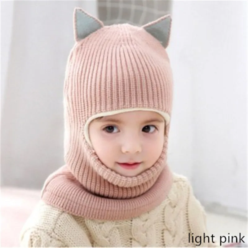 Children's Winter Cold Face Mask Headgear Bib Hat Plus Velvet Thick Windproof Hat Face Mask Hat + Neck Sleeve  scarf