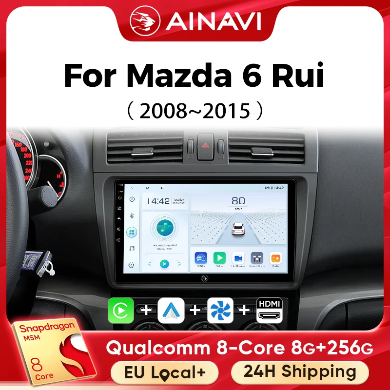 Ainavi Car Multimedia Player For Mazda 6 GH 2008 2009 2010 2011 2012 2012 Wireless Carplay Android Auto 4G Wifi 2din
