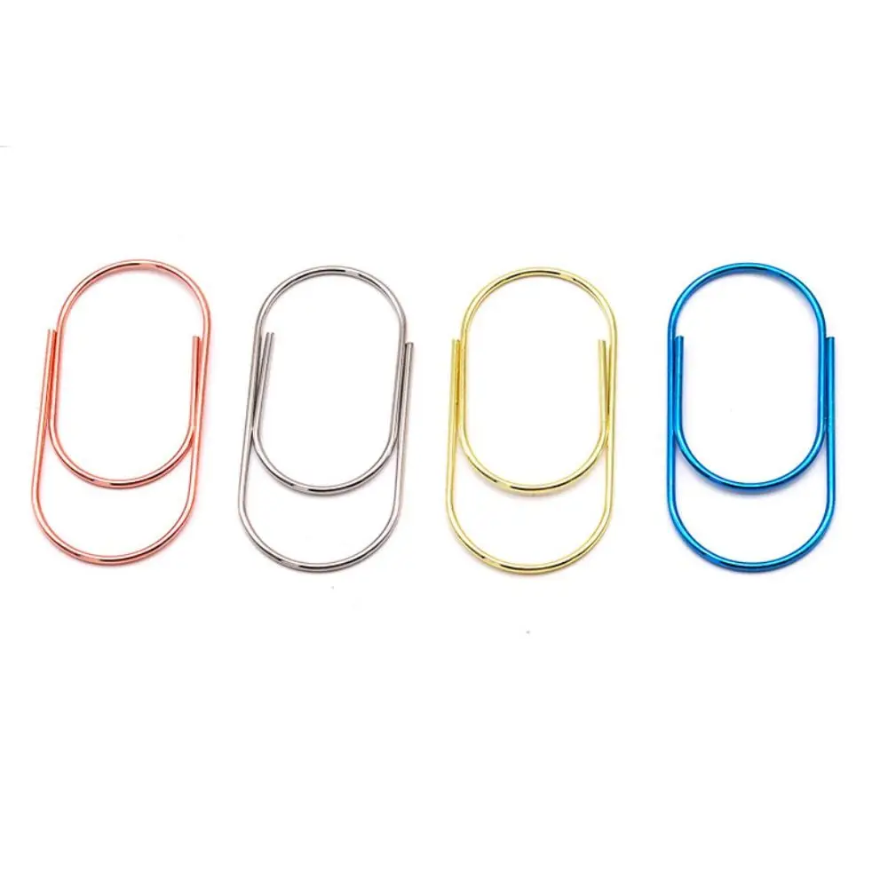 10pcs Stationery Large Wide Paper Clips 50mm Durable Large Size Paper Clips Rose Gold Simple Kawaii Photo Paper Clip Decorative