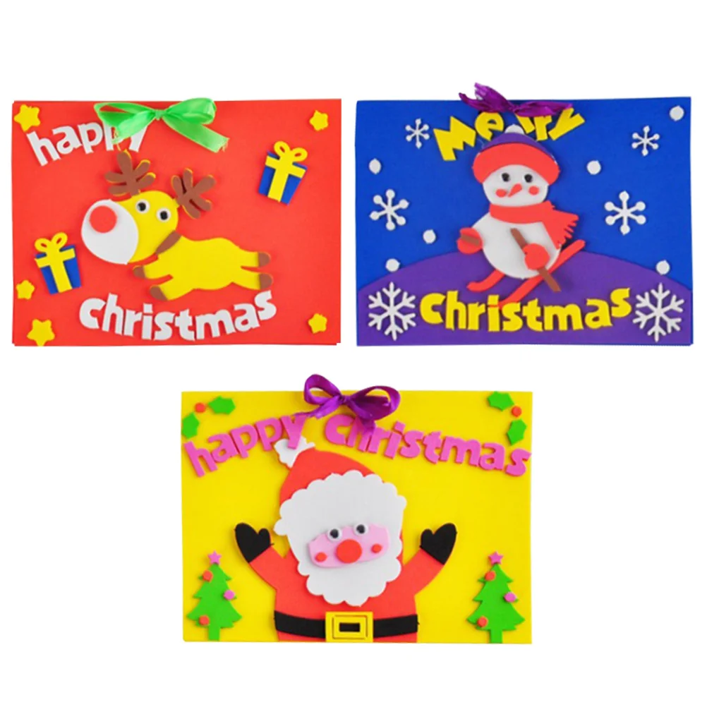 

3PCS Greeting Cards DIY Craft Supplies for Kids Bright Colors Fun Educational Puzzle Accessories Safe EcoFriendly Storage