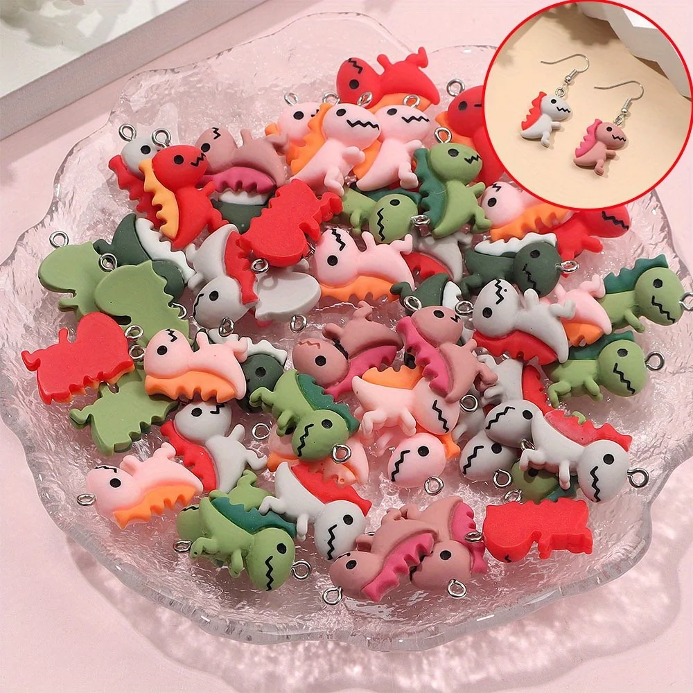 3/12/25pcs Multi-color Dinosaur-shaped Decorative Pendants, DIY Necklaces Earrings, As Accessories for Valentine's Day Gifts