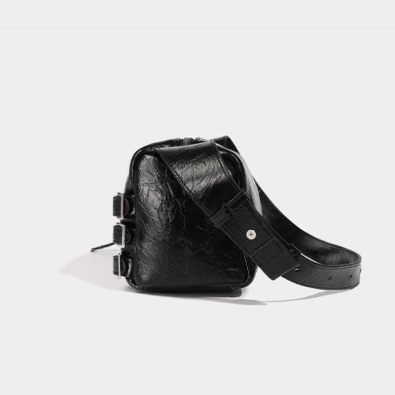 Niche Design Women Pillow Vintage Underarm Bags New Wide Strap Girls Motorcycle Shoulder Bag PU Leather Crossbody Bag Purses