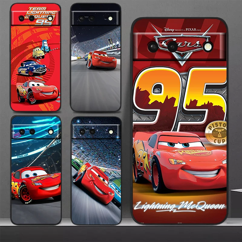 Disney Cars Cool Phone Case For Google Pixel 9 8 7 Pro 6 Pro 6A 5A 5 4 4A XL 5G Black Soft Fundas Cover