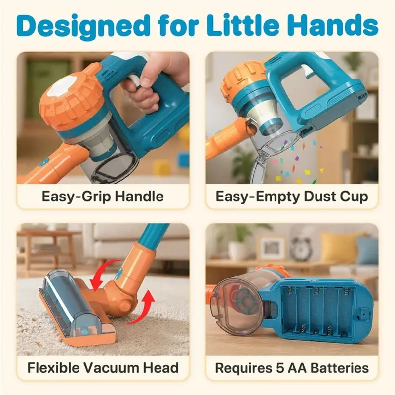 Kids Vacuum That Really Works Toddler Vacuum Cleaner With Real Suction, Pretend Play Housekeeping For Kids Ages 3+