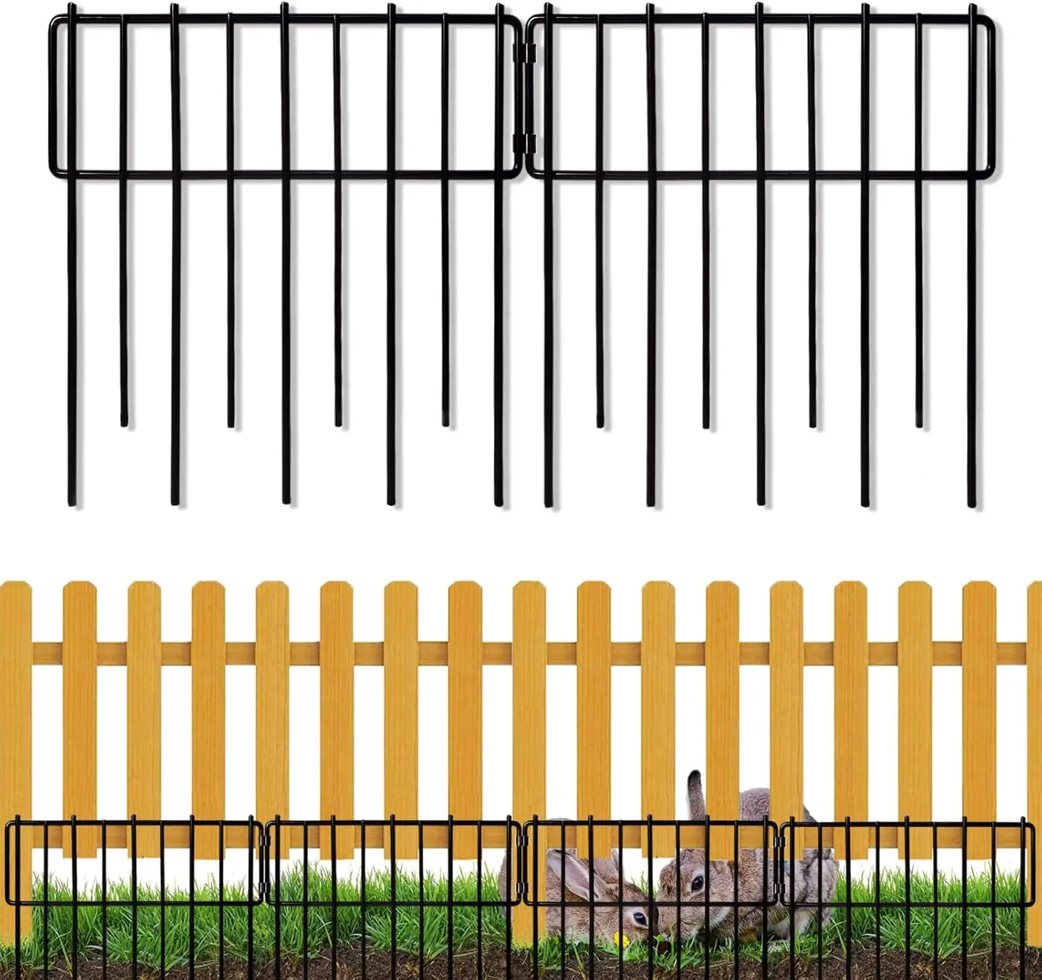

Upgraded 1.26in Gap Rustproof Metal Garden Fence, 12In H x 28Ft L, No Dig Pet Barrier for Rabbits Dogs