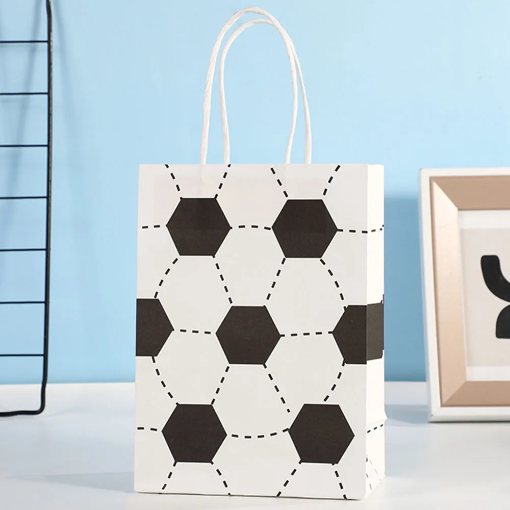 

10/20/30/40/50pcs Soccer Paper Bag with Handle Soccer Birthday Decoration for Birthday Soccer Day Goodie Bags Soccer Birthday