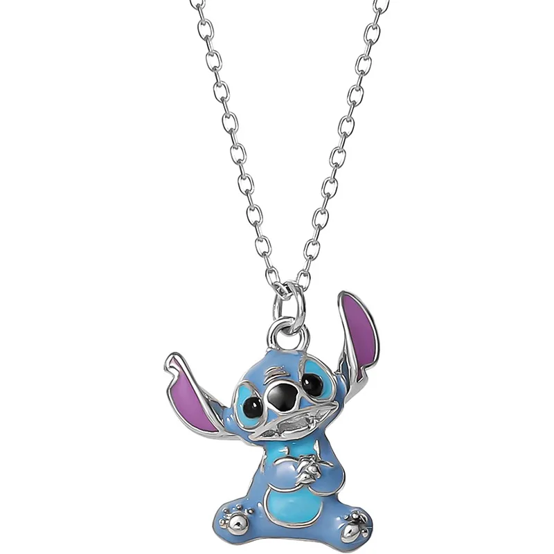 

MINISO Stitch Moon Shape Necklace Cute Cartoon Metal Pendant Necklace Jewellery Gifts for Friends