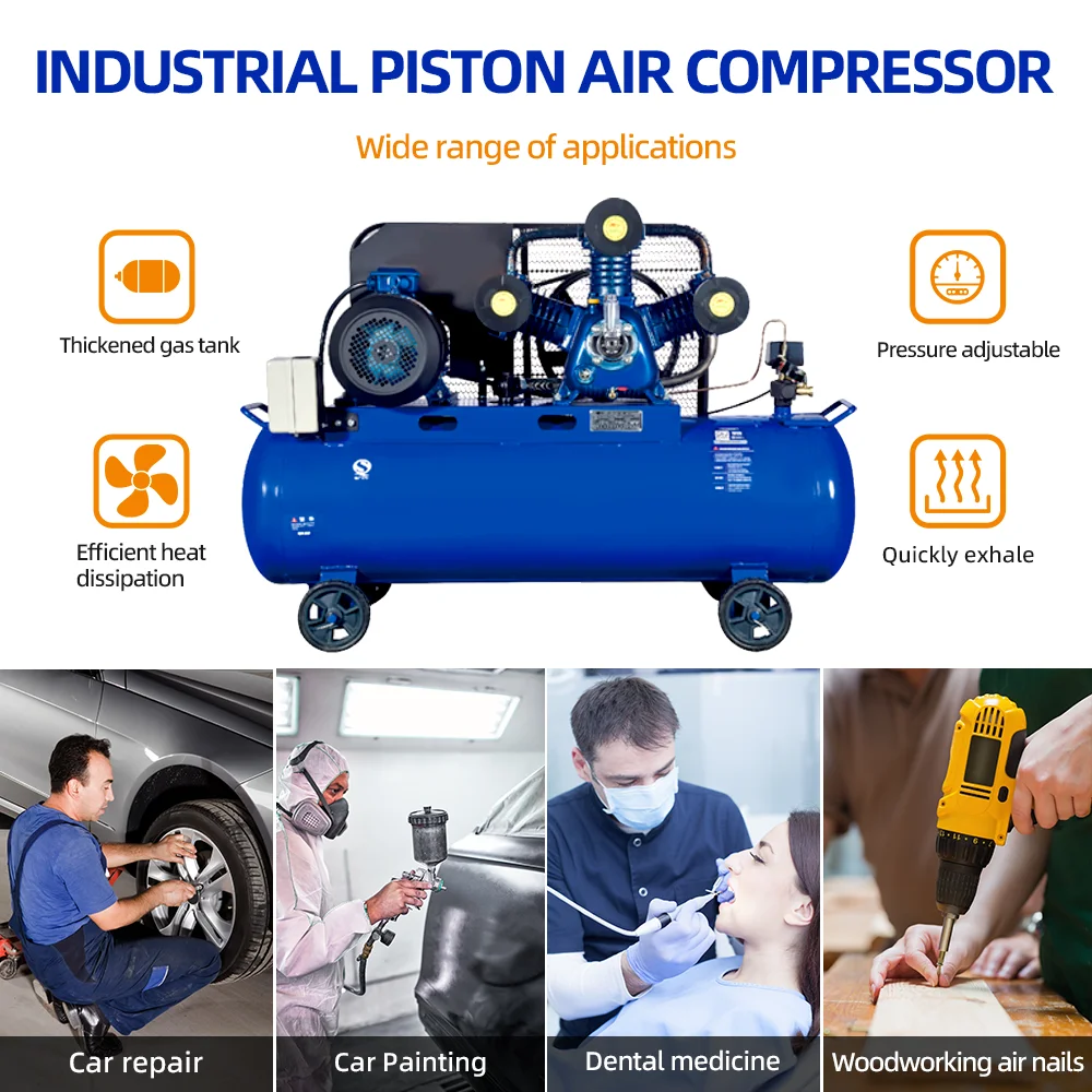 機械式コンプレッサー エア高圧潜水用コンプレッサー 29L 8バール 1/2HP 3気筒 ベルト駆動エアコンプレッサー