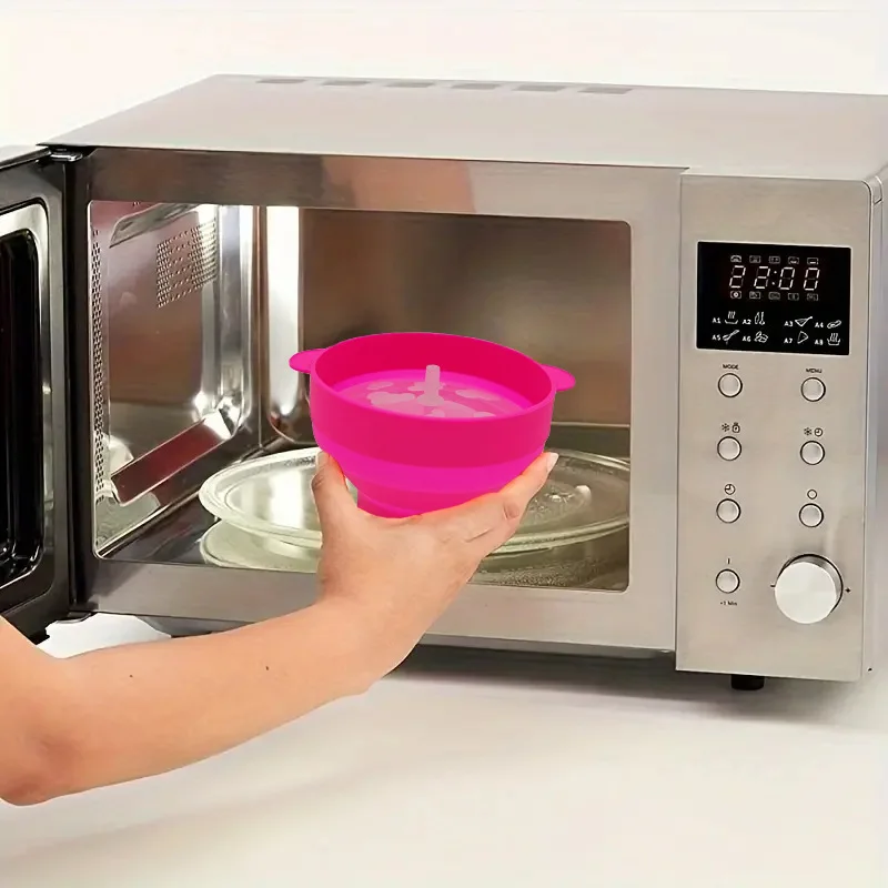 Microwave Silicone Popcorn Maker Food Grade Foldable Collapsible Bowl with Lid Without BPA Dishwasher Safe Kitchen Baking Tools