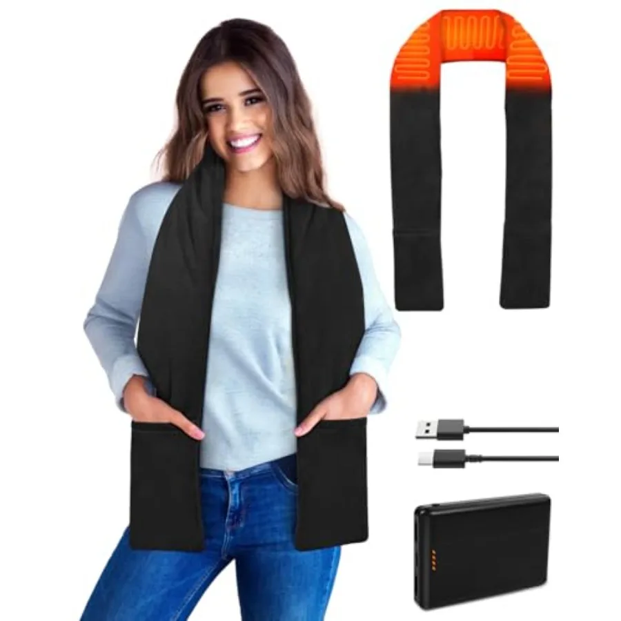 

Heated Scarf Neck Heating Pad with 10000mAh Power Bank Long Heated Neck Wrap for Neck Pain Relief Cordless Portable Neck Warmer