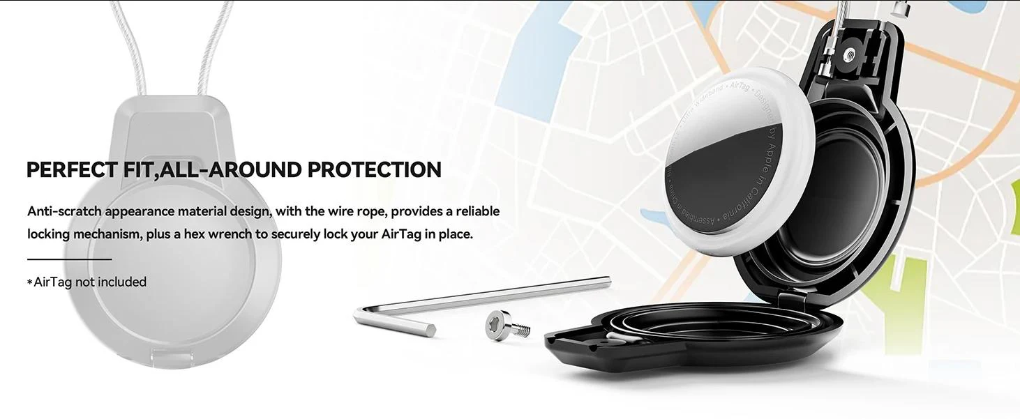GITFOS Airtag-Halter für Apple Airtag-Hülle mit Drahtkabel, wasserdichte Airtags-Schlüsselanhänger-Schutzhülle für Gepäck, Rucksack – Detail 2