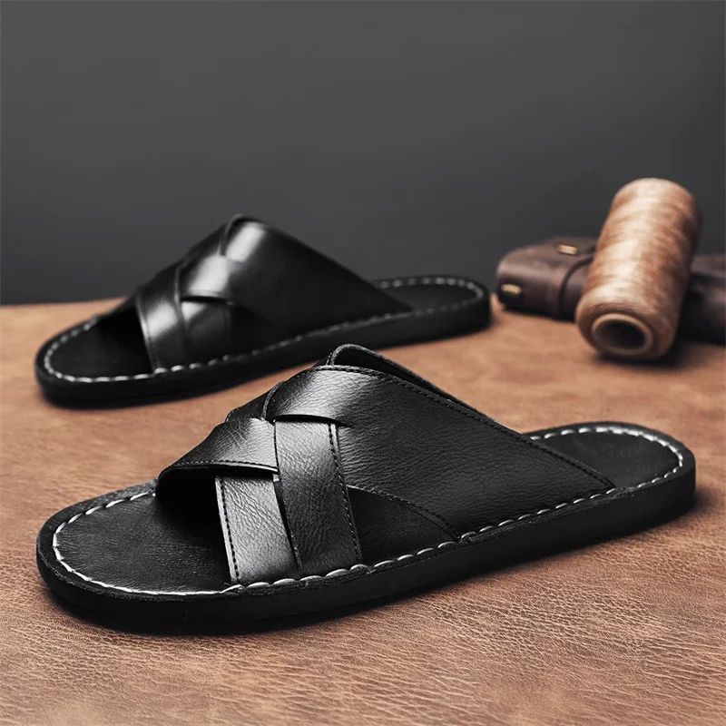 Summer Comfortable Men's Sandas Outdoor Slippers Beach Shoes Breathable Male Slides All-match Half Drag Lazy Flats New Sandaly - view 3