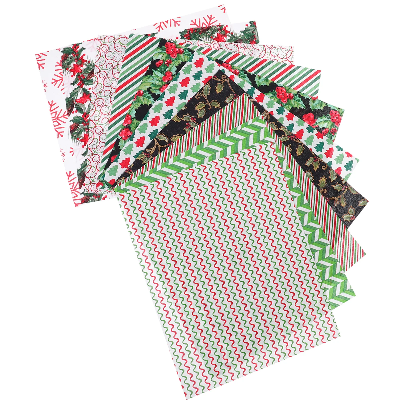 

10 Pcs Christmas Patchwork Fabric Craft Xmas Cotton Cloth Scrapbooking Quilting Pattern The