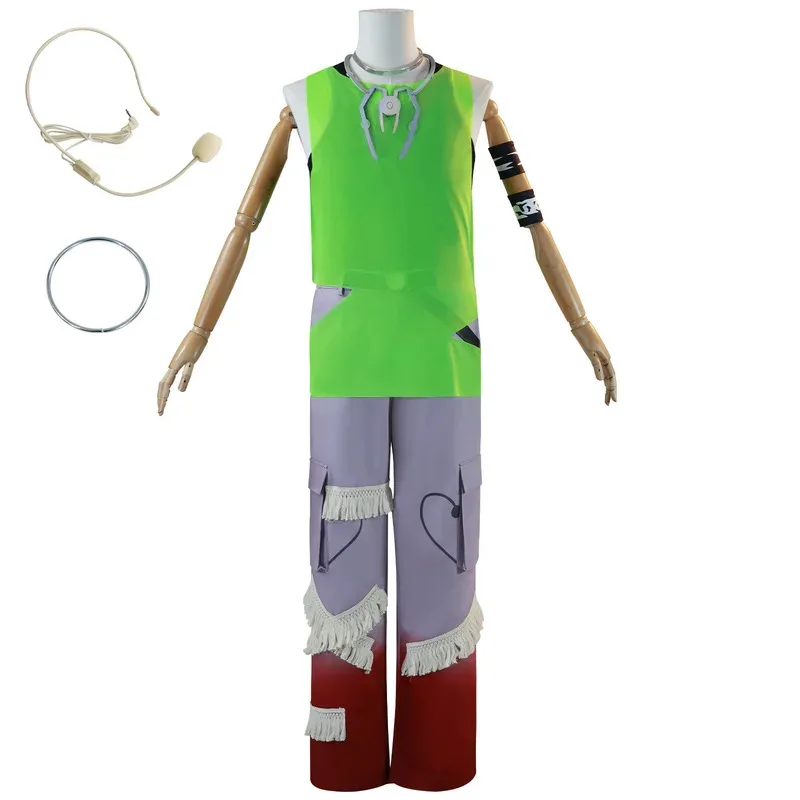 틸 코스프레 에일리언 스테이지 R7 블링크 고네 그린 베스트 의상 코스튬 가발 완장 소품 목걸이 장식 유니섹스 바지 퍼포먼스 슈트