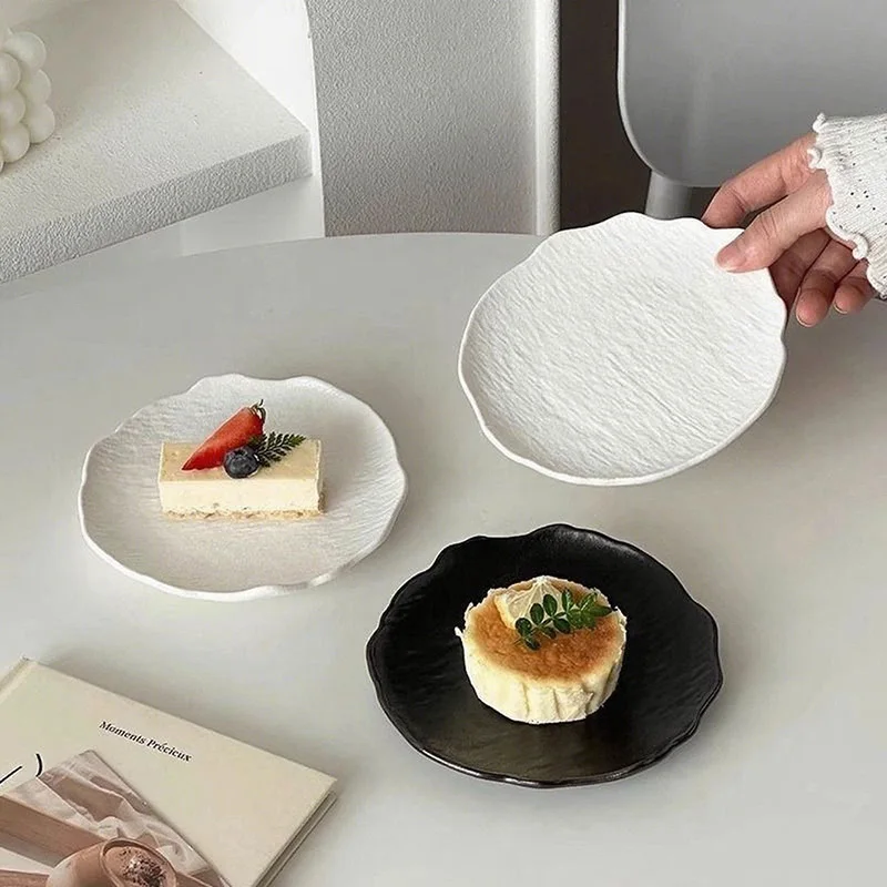 Creative Irregular Shaped Stone Textured Plastic Japanese Cuisine Plate With High Aesthetic Value And Bone Spitting Dish