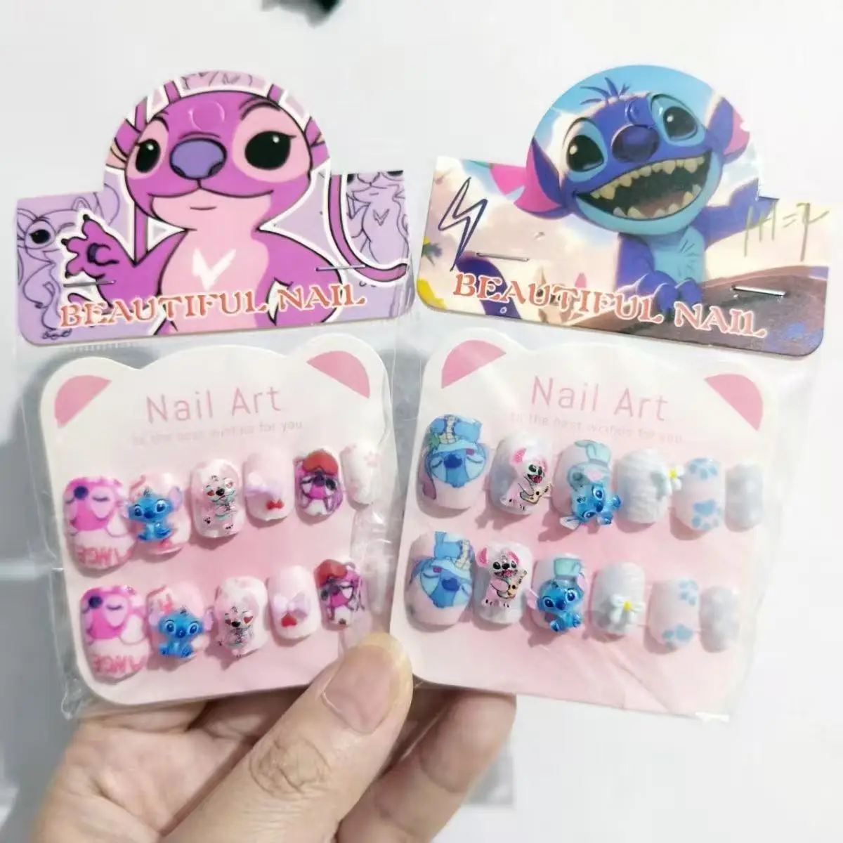 

Kawaii Disney Stitch Anime Girls Nail Stickers Children Cute Cartoon Figure Stitch Wearing Nail stickers Kids Gifts Toys