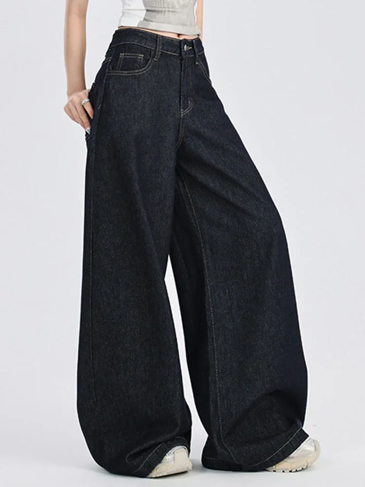 Lente Herfst Baggy Rechte Jeans Koreaanse Mode Hoge Taille Wijde Pijpen Denim Broek Vrouwen Casual Streetwear Gewassen Losse Vaqueros