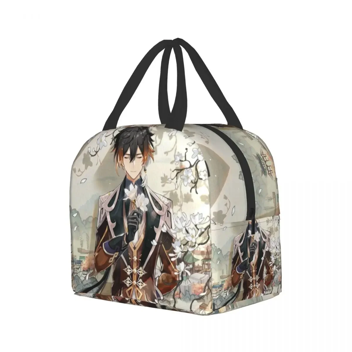 Zhongli Genshin Impact Lunch Bag Portable Picnic Thermal Cooler Insulated Bento Box for Student School Food Anime Game Lunch Box