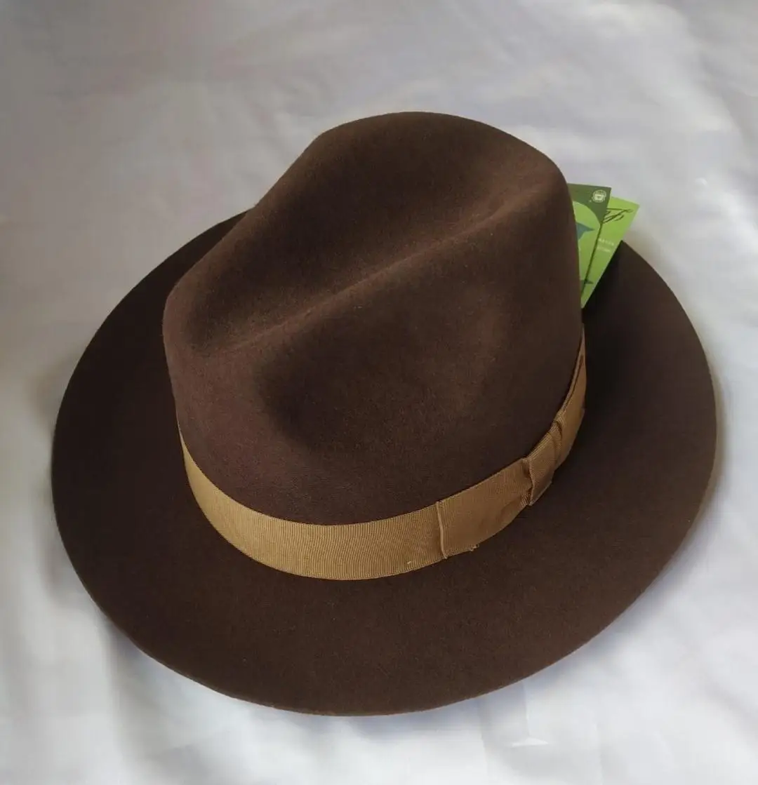 Cappello a bombetta rigido in lana 100%, cappello da jazz a testa grande da donna per uomo Cappello Fedora da uomo alla moda per feste di colore nero