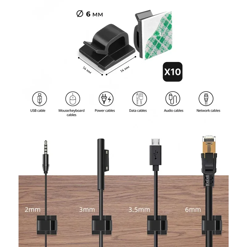 173 قطعة مشبك كابل إدارة كم قابلة لإعادة الاستخدام رباط للكابل مشابك سلكية ذاتية اللصق قاعدة تثبيت مكتب إدارة الكبلات طقم منظم