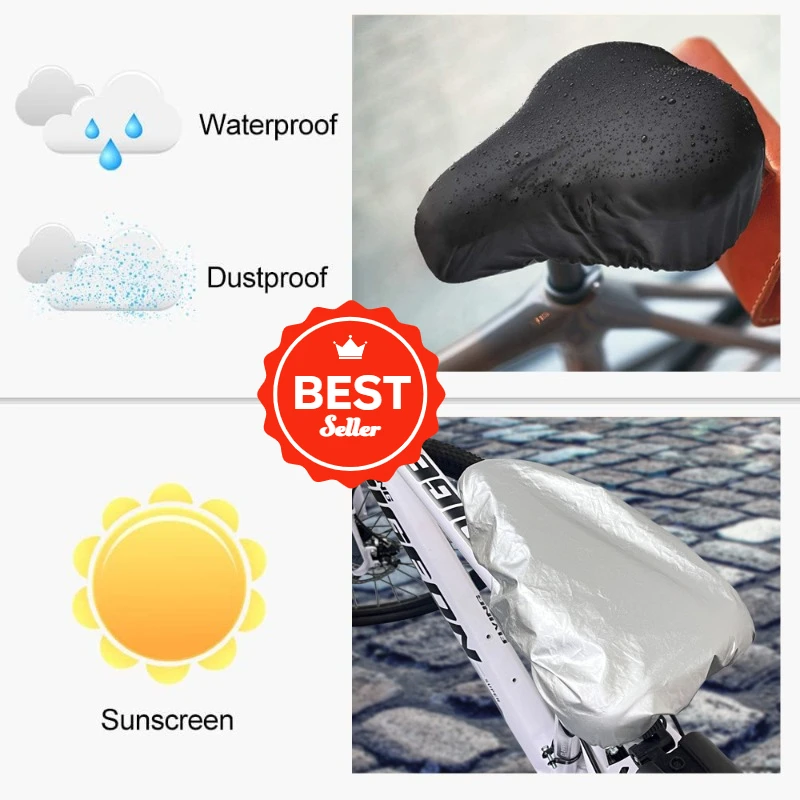 

1pc Bicycle UV Resistant Seat Cushion Protective Cover Anti Dirt Positive Negative Dual-Use Rain-Proof Silver Coated Inner Cover