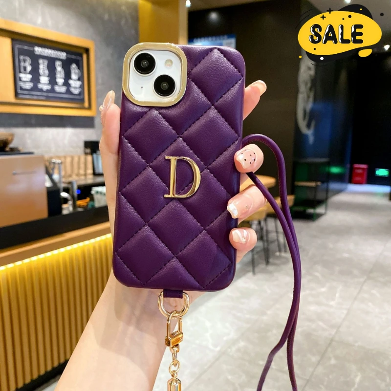 

Custom Name Letter Crossbody Lanyard Phone Case for IPhone16 15 14 13 12 11ProMax 16 15 Plus Personalized Protector Cover
