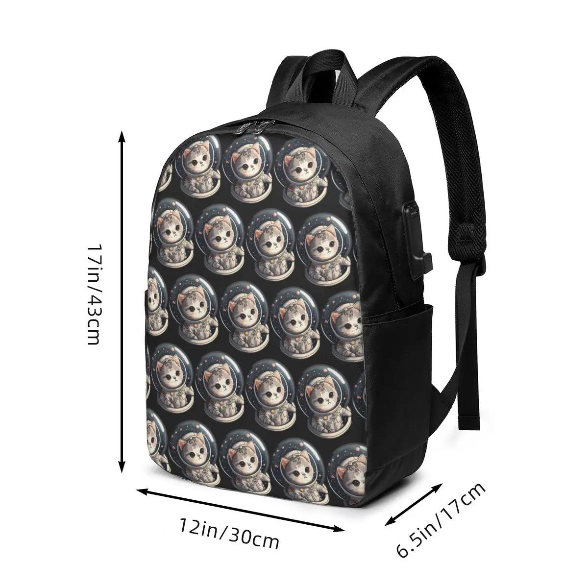 Whimsical Astronaut Cat And Stars In Space Backpack Travel Notebook Bag Computer College Student School Bag Laptop Shoulder Bags