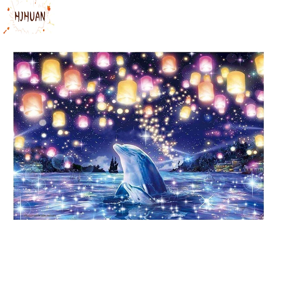 New 5D crystal Round diamond painting abstract dolphin starry sky DIY diamond painting embroidery Home Decor diamond mosaic gift