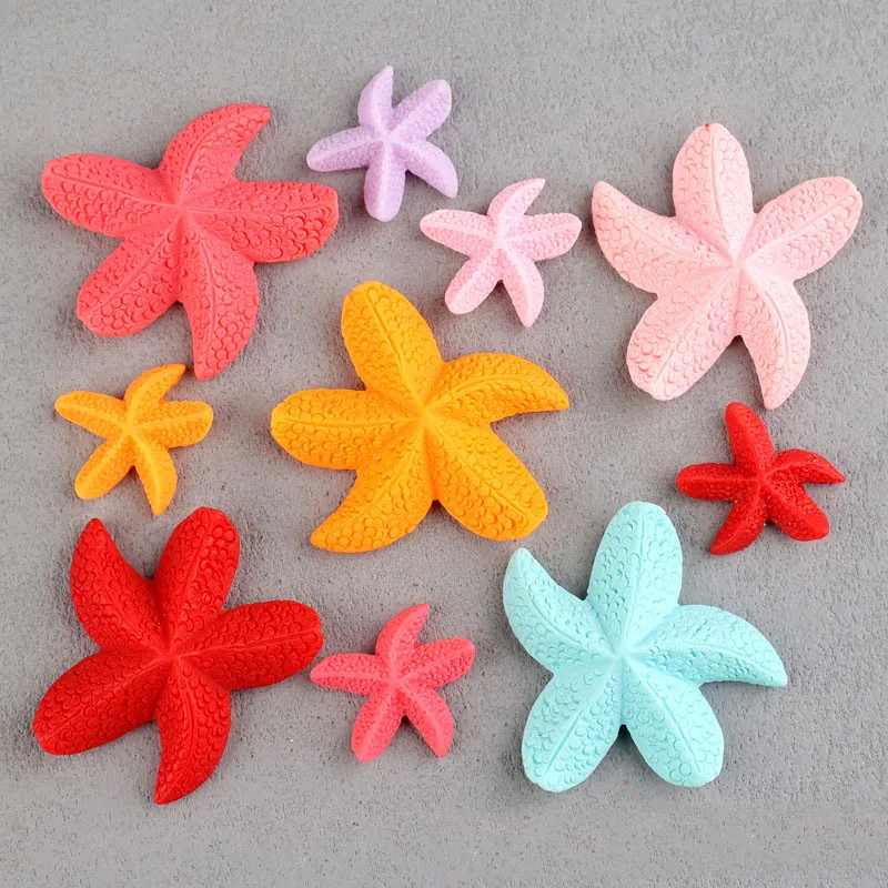 Kawaii Colorful Sea Star Shape DIY Resin Cabochons Ornament Accessories Flatback Cameo Photo Frame Jewelry 50pcs 20mm 40mm