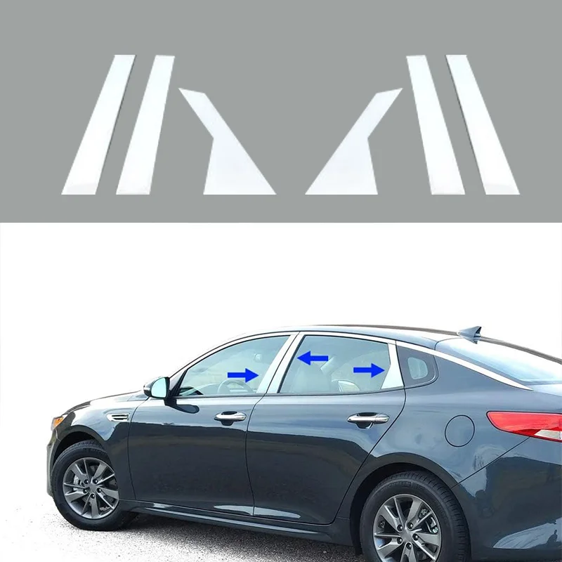 

6Pcs Car Styling Door Window Pillar Posts Trim Cover Stickers Chrome Decoration for KIA Optima K5 2016 2017 2018 2019
