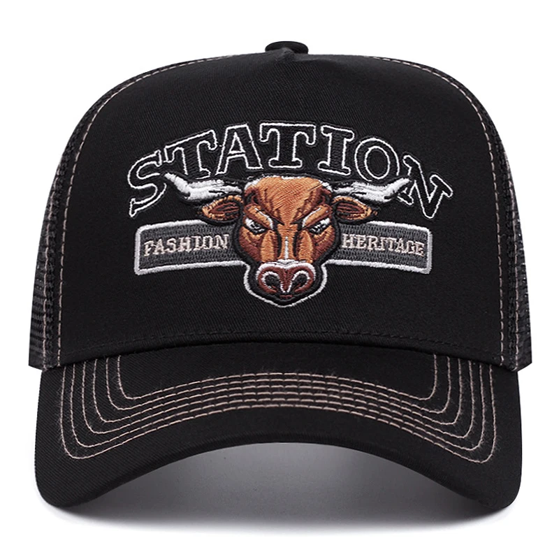 2025 Personalized New STATION Bullhead Truck Hat Men's Skateboarding Hat HipHop Hat Women's Casual Sun Hat Baseball Hat Mesh Hat