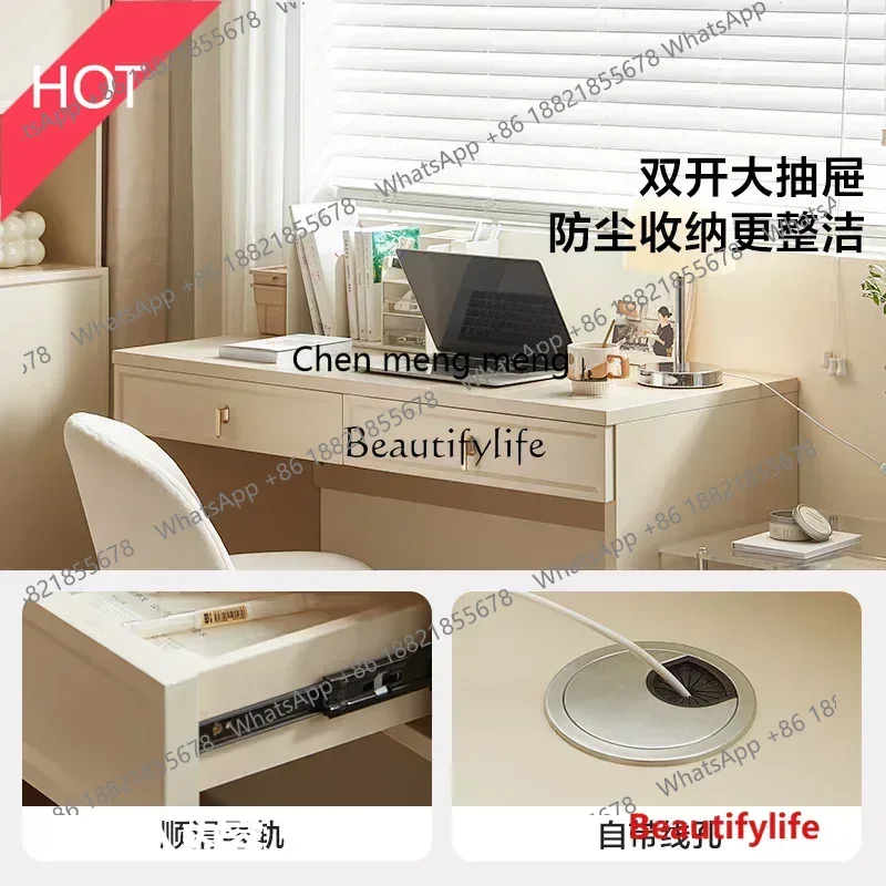 

New style New French Cream Style Bookcase Integrated Corner Writing Learning Computer Desk ss 8617