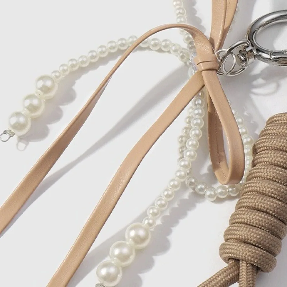 น่ารัก DIY ผู้ถือพวงกุญแจ Y2K เพิร์ลโบว์หัวใจกระเป๋าจี้กระเป๋าตกแต่งผู้หญิง