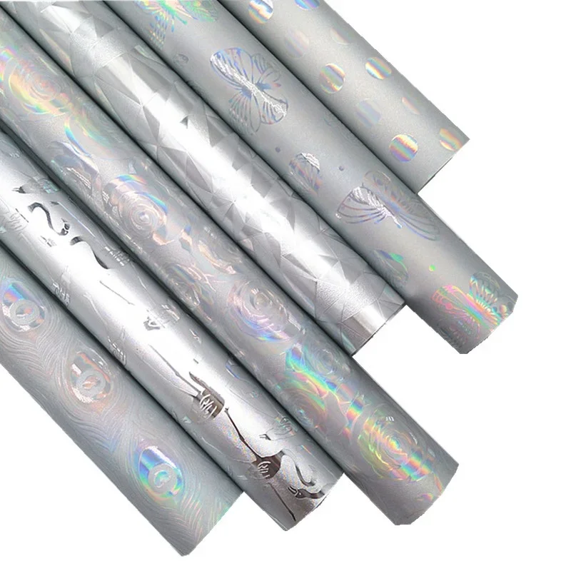 Silver Faux Leather Sheets Iridescent Dots Butterflies Roses Flamingos Peacock Tails Faux leather for DIY Craft 8.2