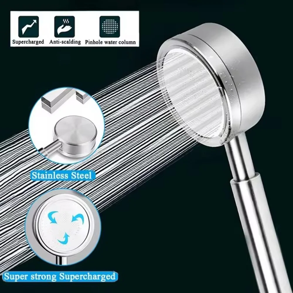 Stainless Steel Shower Head Set 304,Showering And Bathing Handheld High-pressure Shower Head Set For Home Use Bathroom Accessory