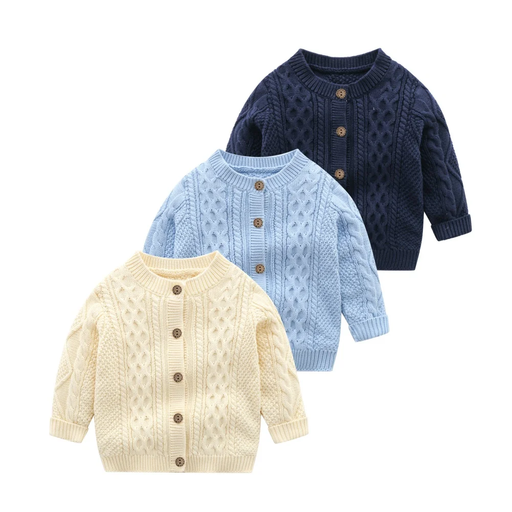 Autumn Children Coat Soft Cotton Knitted Thick Warm Boy Girl Baby Solid Sweater Kids Cardigan Tops Coat Infant Jacket Outerwear