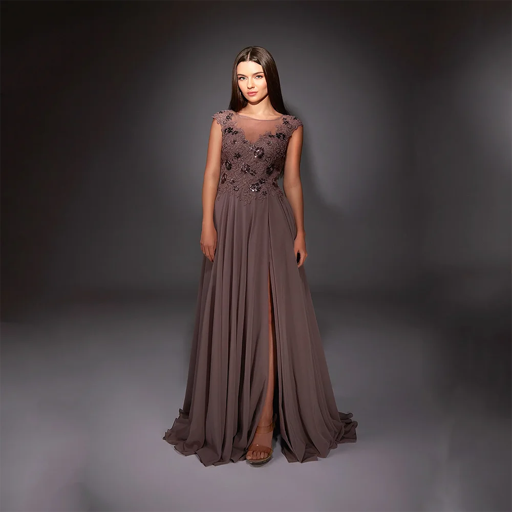 فساتين سهرة مخصصة بدون أكمام ورقبة قارب مناسبة رسمية أنيقة فساتين حفلات على شكل حرف a 2025 طول الأرض فساتين لحضور الحفلات الموسيقية #1