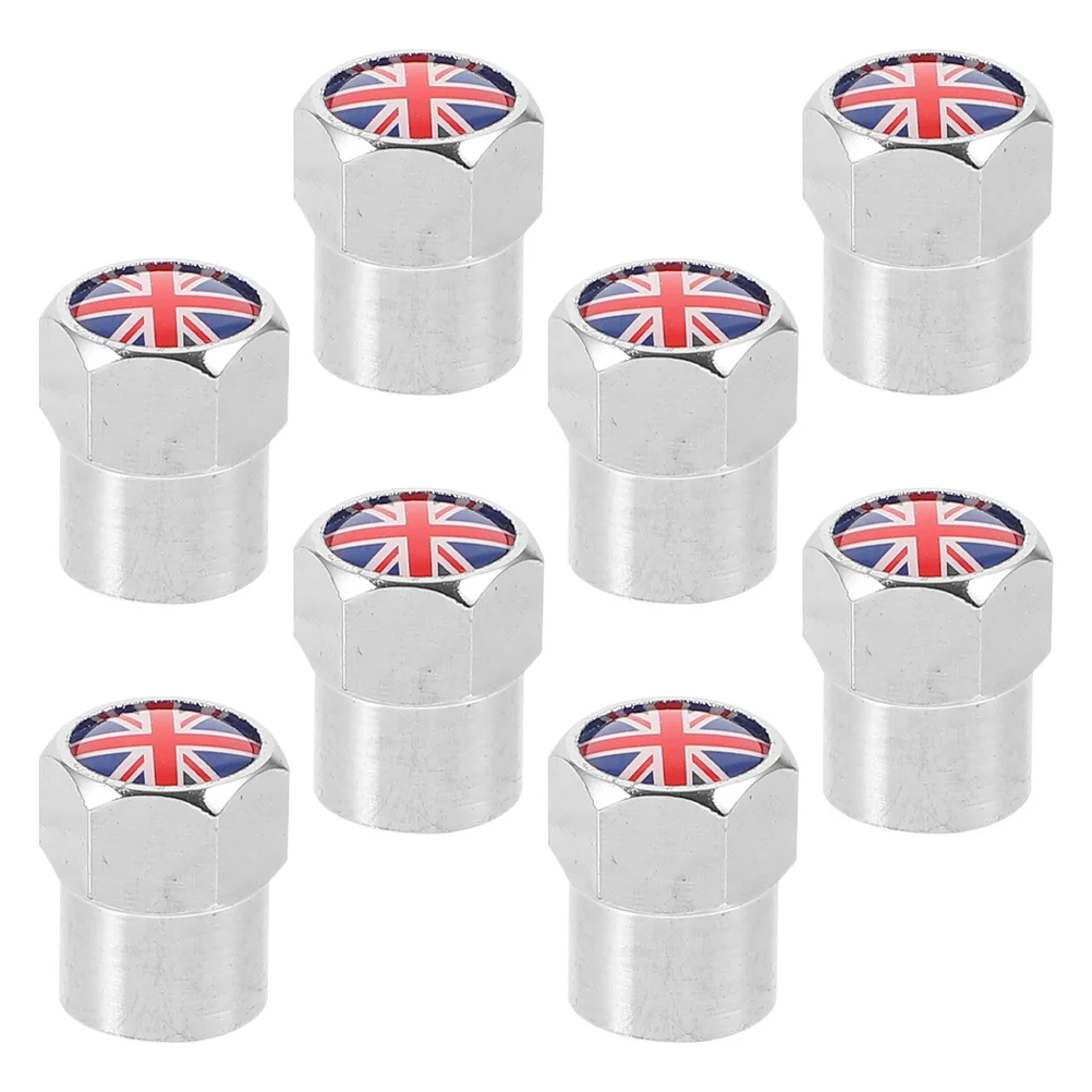 8 pezzi tappi stelo valvola pneumatici stile bandiera britannica tappi aria pneumatici durevoli in metallo di ricambio per coperchio valvola ruota moto camion auto