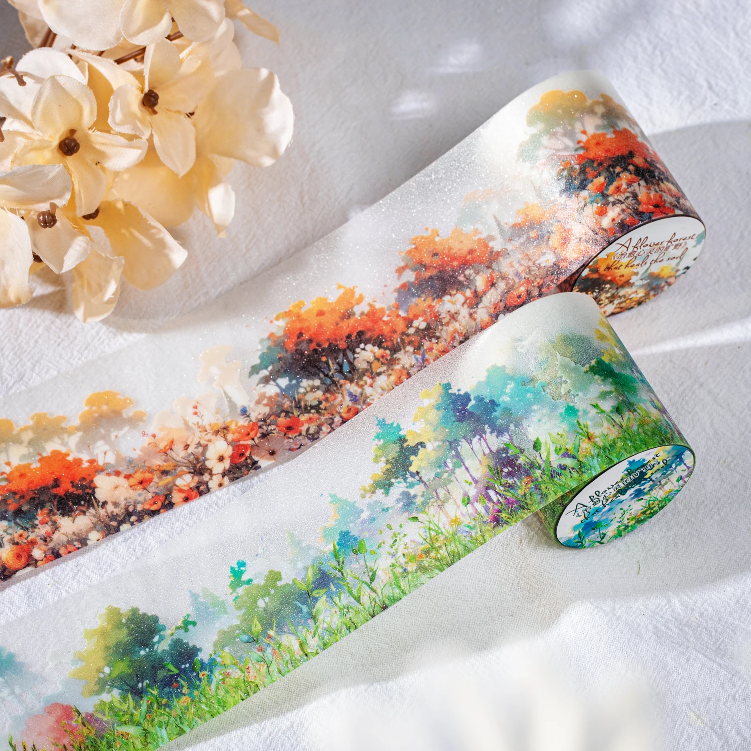 50mm*200cm Healing Wilderness Series Vintage Plant Flower PET Tape Creative DIY Journal Material Collage Stationery