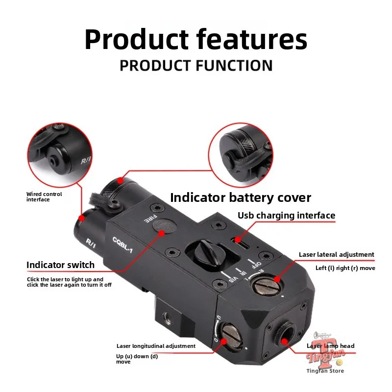 CQBL-1 Indicatore laser Scatola laser in nylon metallico Torcia tattica Scatola batteria regolabile ad alta potenza