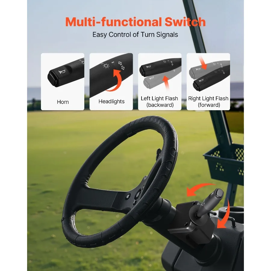 مجموعة إضاءة عربة الجولف، 12 فولت، مصباح أمامي LED قانوني للشارع ومجموعة الضوء الخلفي مع حزام أسلاك، إشارات الانعطاف، ضوء الخطر، مفتاح #4