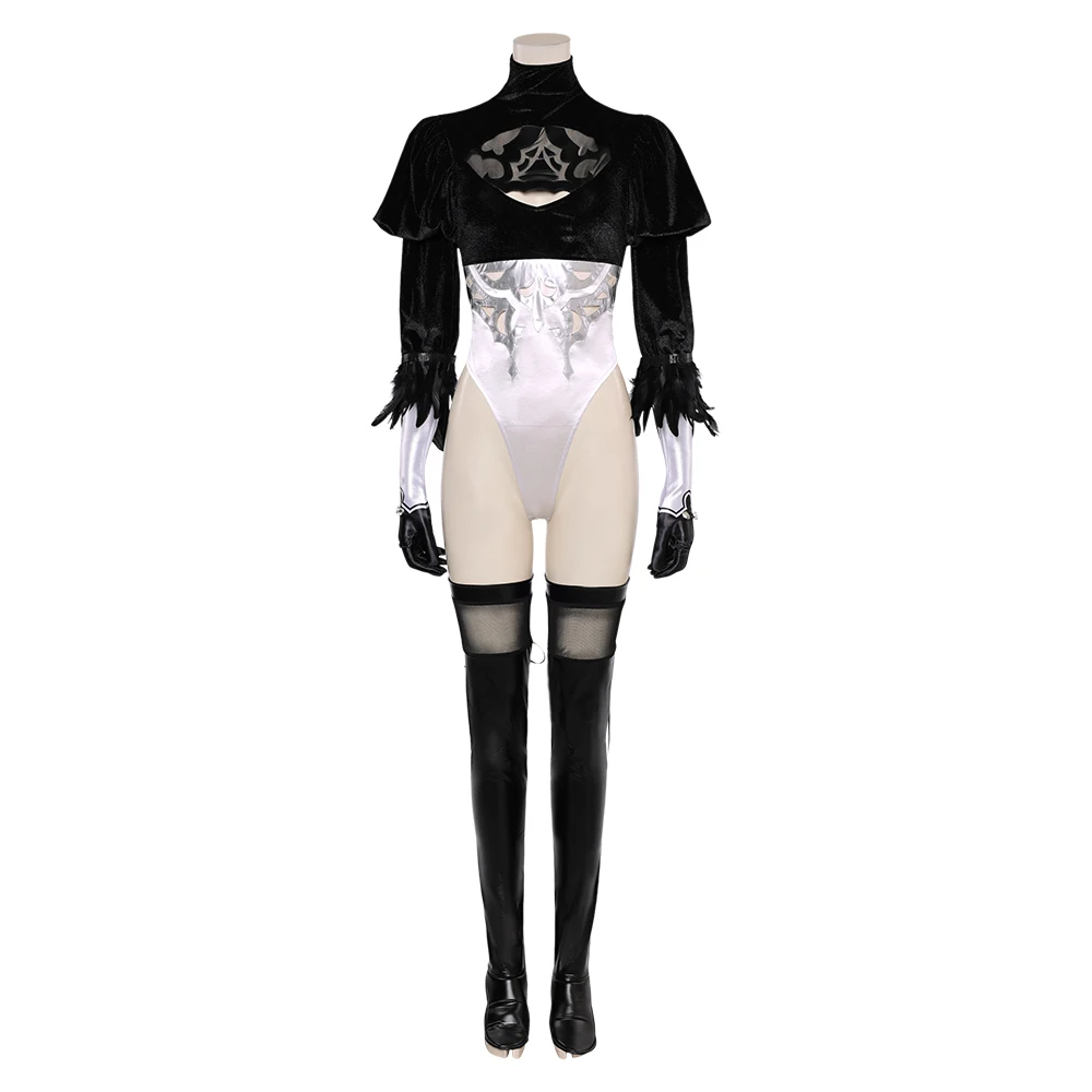 NieR Automata 2B Type B Cosplay Fantasia Costume Disguise for Adult Women Sexy Jumpsuit Pantyhose Outfit Halloween Carnival Suit