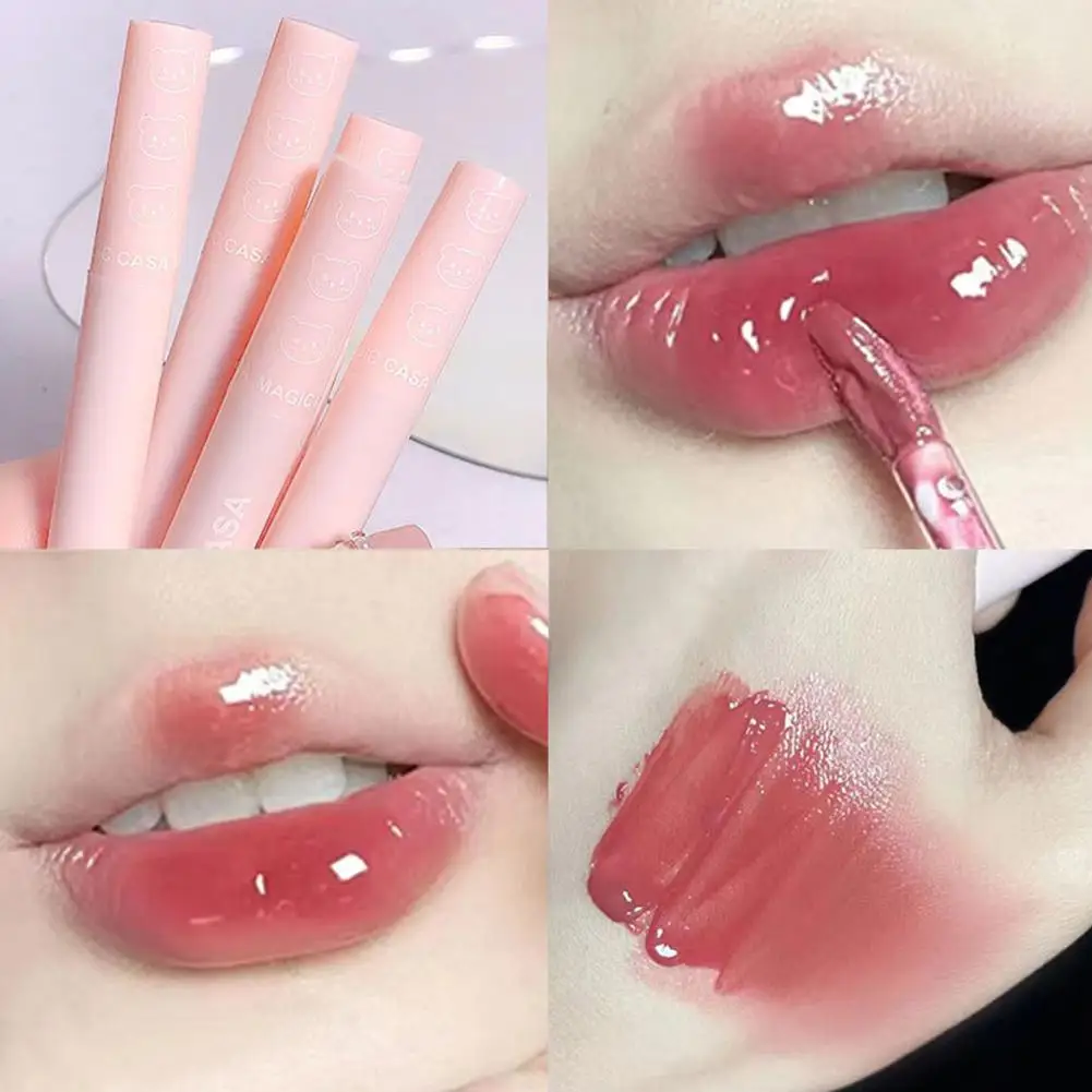 1pc Mirror Jelly Lip Gloss 6 Colors Moisturizing Water Glossy Lips Makeup Tint Liquid Lipstick Red Cosmetics Lasting Waterp O4V9