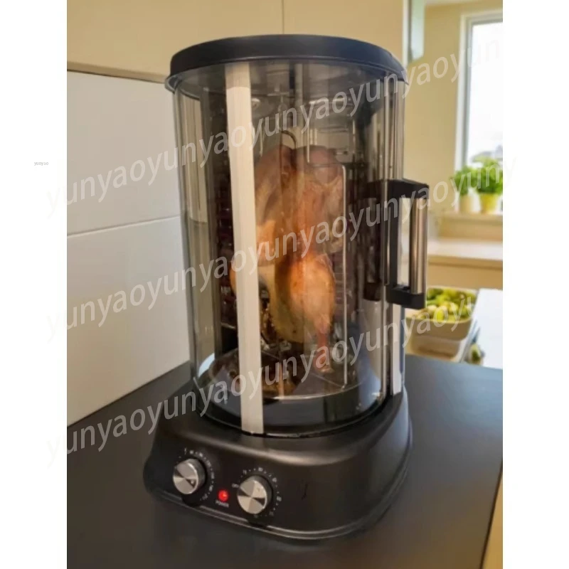 Rotating Smokeless BBQ Grill with Glass Door, Commercial Doner Kebab & Roast Chicken Oven for Food Stall, Home Kitchen Electric