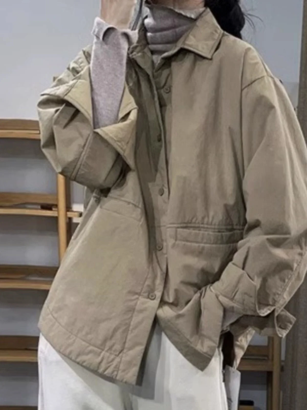 

Thiened Cotton Jaet Pure Color, простой дизайн, хлопковое пальто для женщин, осень-зима, повседневное универсальное хлопковое пальто большого размера для мам...