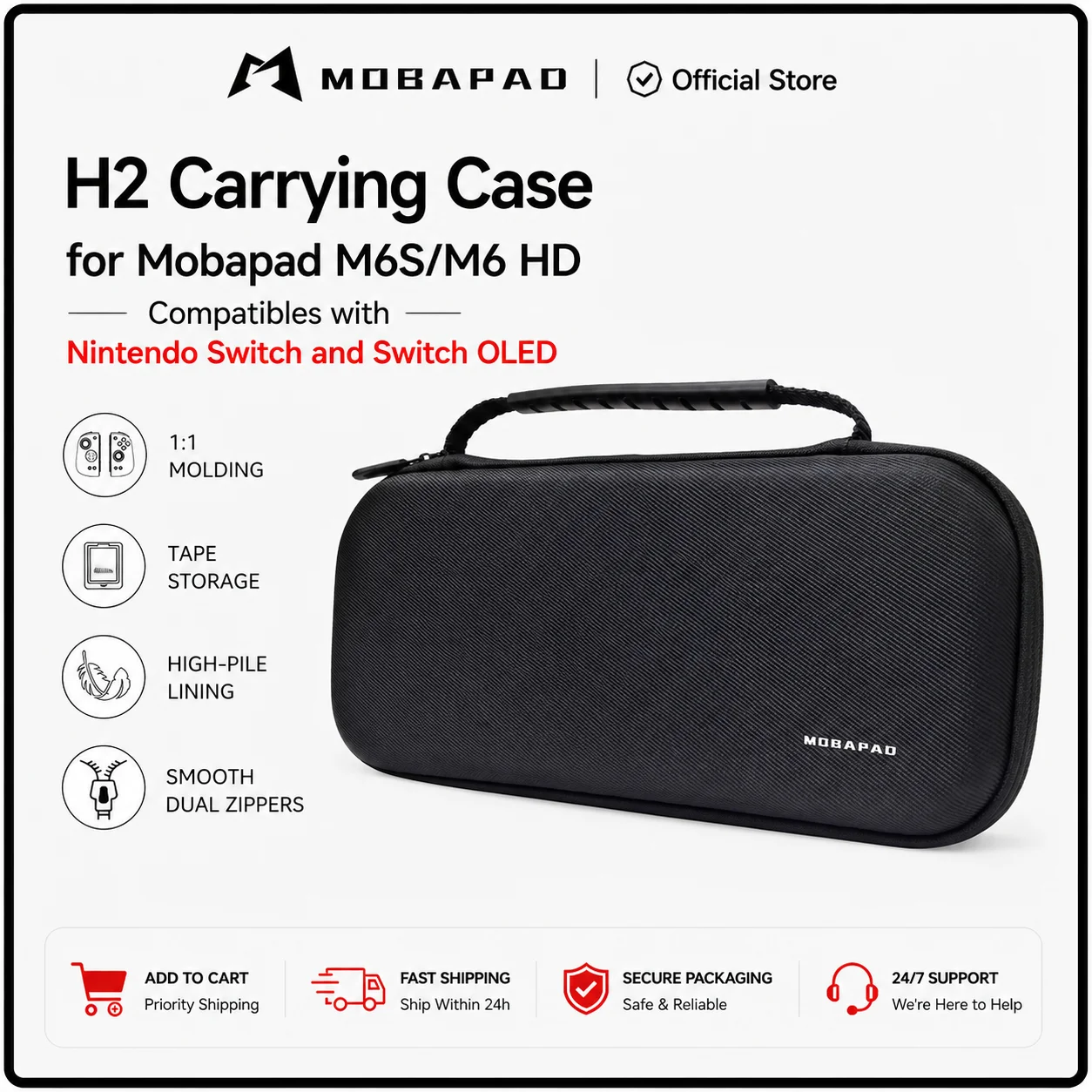MOBAPAD-Sac de rangement pour Nintendo Switch, étui de transport, OLED PomerPad, coque de boîtier à fermeture éclair, housse de protection pour APAD