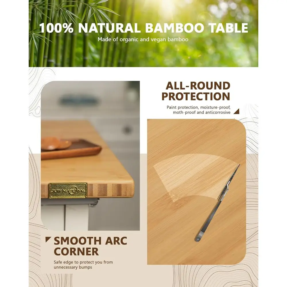 24x25 Inch Bamboo Butcher Block, 1.2 Thick, Multipurpose Waterproof Surface for Kitchen, Office, and Dining