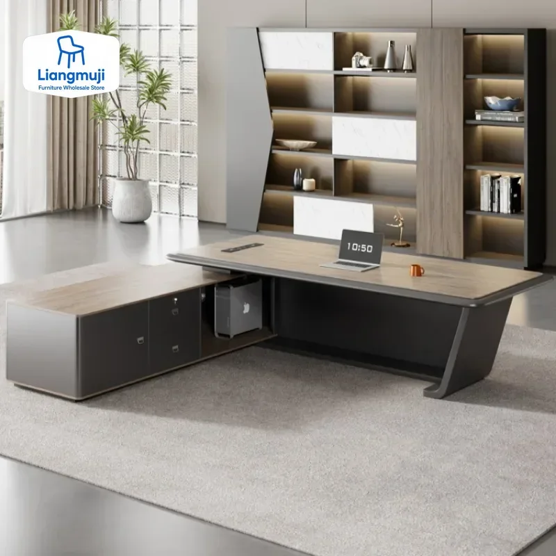 

Vintage Luxury L Shaped Office Desk Conference Reception High Quality Unique Boss Desks Conference Tavolino Chinese Furniture